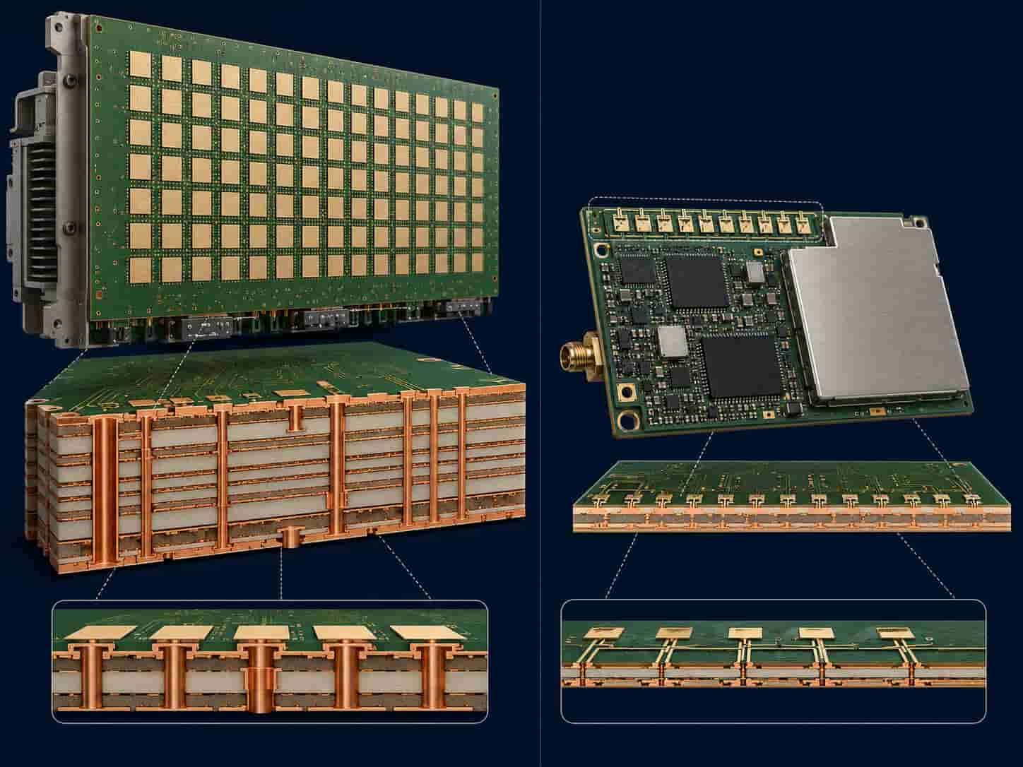 5G base station massive MIMO antenna PCB Rogers RO4350B versus 5G mmWave module PCB Rogers RO3003 PTFE stackup comparison for 5G NR FR1 and FR2 high frequency board manufacturing