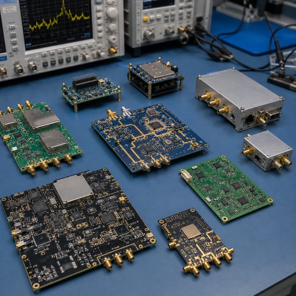 High frequency PCB and RF PCB fabrication for industrial RF modules, wireless equipment, signal transmission boards, and test devices.