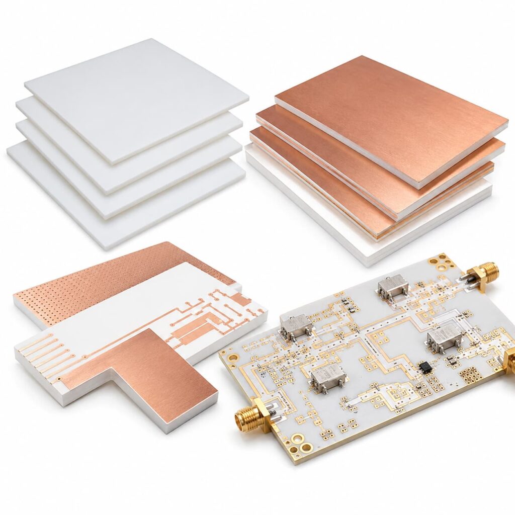 Low-loss PTFE materials for microwave circuits, RF modules, antenna systems, and high-frequency electronic devices.