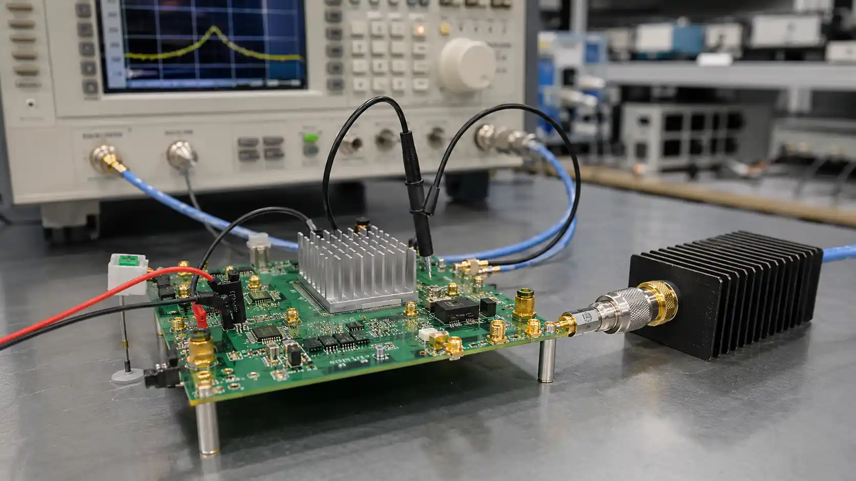 Rogers PCB batch inspection with RF traces plated holes production tray optical inspection and repeatability review