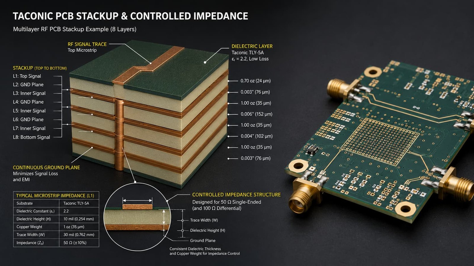 Taconic PCB Stackup and Controlled Impedance