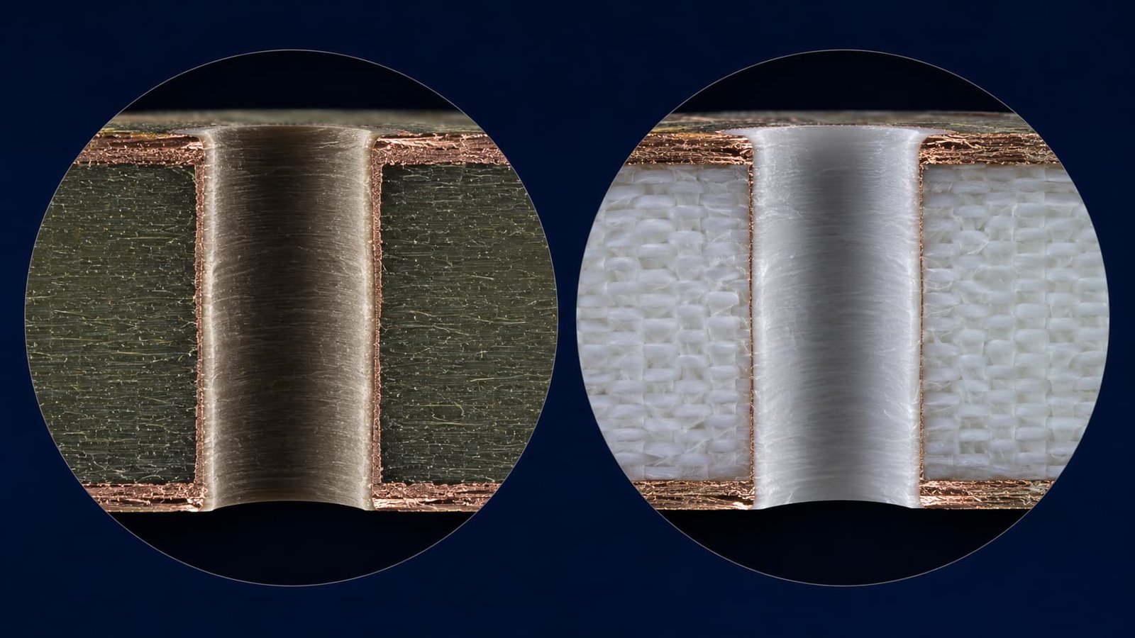 PTFE PCB drilling parameter comparison versus FR4 showing lower spindle speed feed rate requirements and hole wall quality differences for Rogers PTFE and Taconic high frequency circuit board manufacturing
