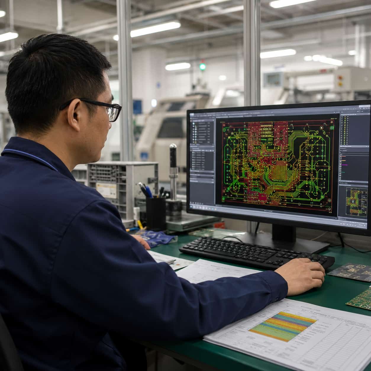 Riching PCB factory engineering team reviewing high frequency PCB quotation files Gerber stackup and Rogers material specification before DFM review and production quotation