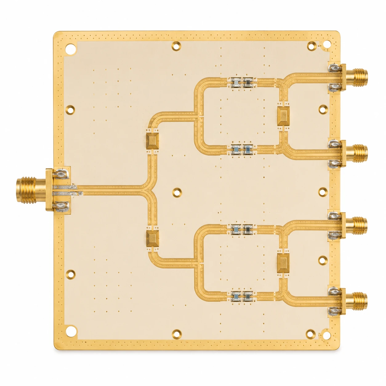 Electronic warfare PCB material selection guide showing RT5880 for wideband 2-18 GHz EW systems