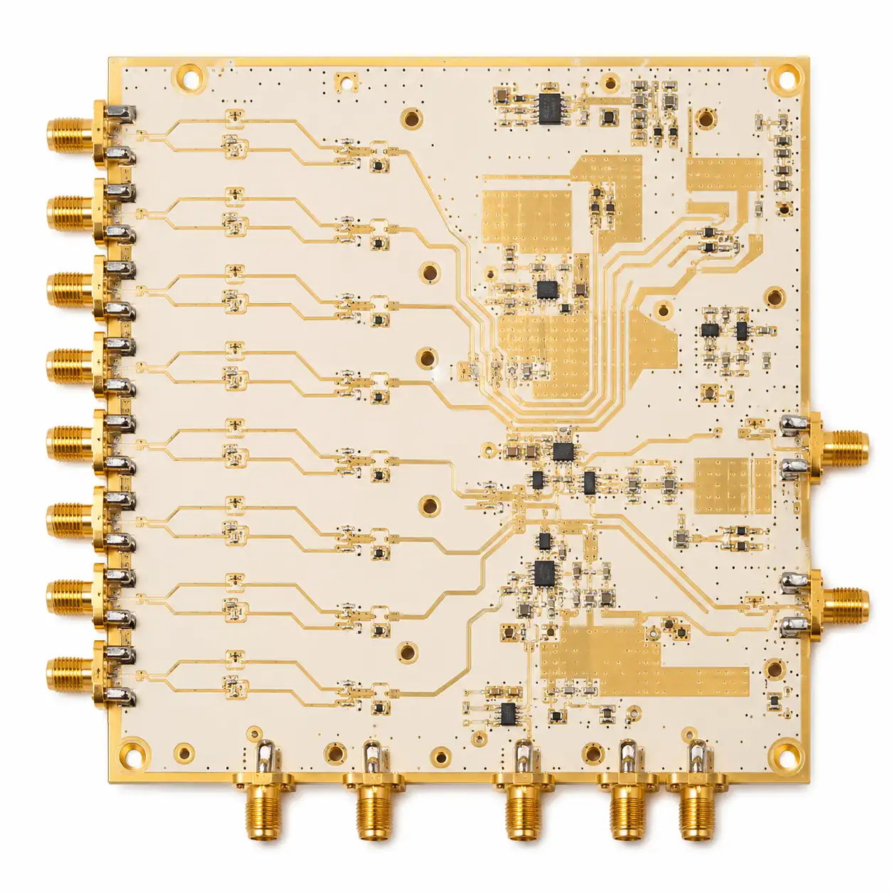 Wideband electronic warfare receiver PCB module on Rogers PTFE substrate