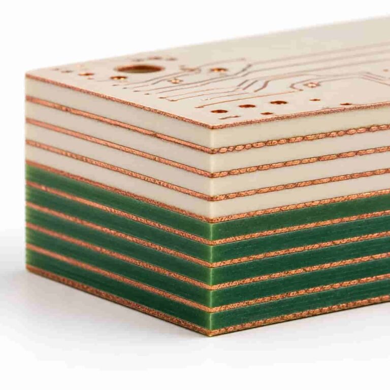 Rogers FR4 hybrid PCB stackup showing Rogers RF layer bonded to FR4 digital layer with bonding film interface